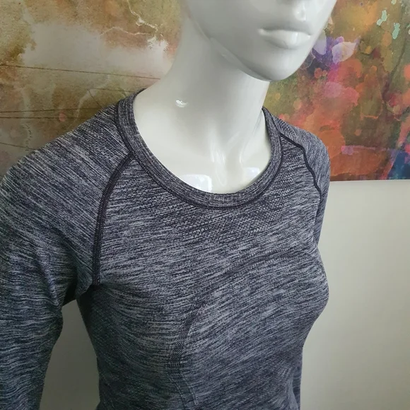 Lululemon Size AU10 Swiftly Tech Blue Grey Marle Long Sleeve Top - Picture 3 of 8
